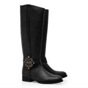 Tory Burch Black Leather Knee High Amanda Riding Boots Size 8